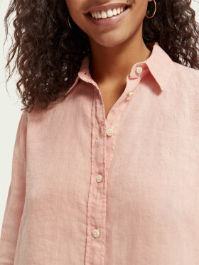 Scotch & Soda - Women's Oversized Natural-Dyed Hørskjorte - Dame - Blush Peach