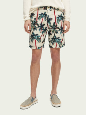 Scotch & Soda - Men's Stuart Printed Shorts - Herre - Off White/Palmtree