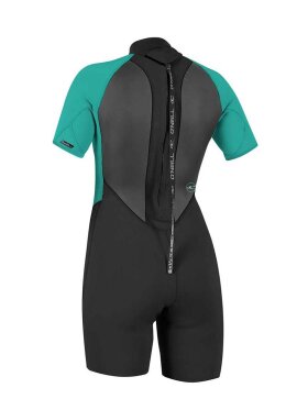 O'Neill - Women's Reactor II 2mm Back Zip S/S Spring Våddragt - Dame - Black/Light Aqua