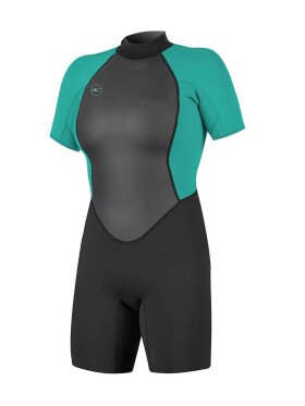 O'Neill - Women's Reactor II 2mm Back Zip S/S Spring Våddragt - Dame - Black/Light Aqua