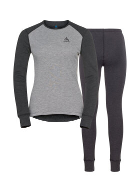 Odlo - Women's Active Warm Eco Skiundertøjssæt - Dame - Dark Grey Melange/Grey Melange