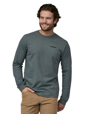 Patagonia - Men's Long-Sleeved P-6 Logo Responsibili T-shirt - Herre - Nouveau Green
