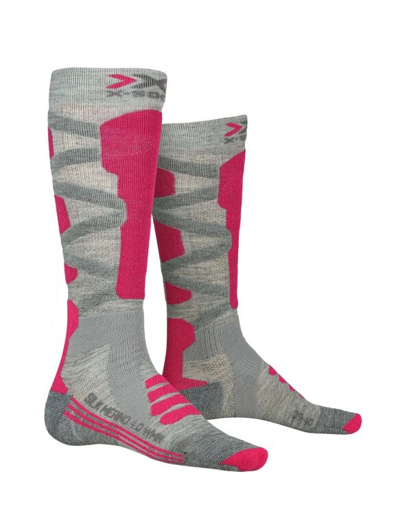 X-bionic - Women's Silk Merino 4.0 Skisokker - Dame - Grey/Pink