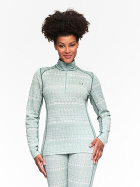 Kari Traa - Women's Maud Half-Zip Uld Skiundertrøje - Dame - Sage Green