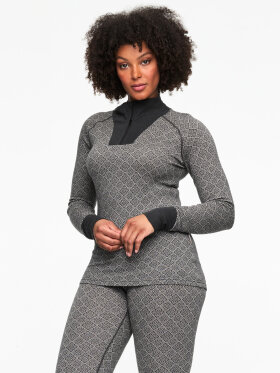 Kari Traa - Women's Voss Uld/Cashmere Half-Zip Skiundertrøje - Dame - Dark Grey