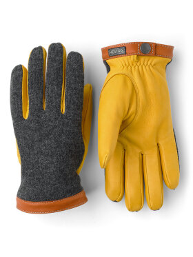 Hestra - Deerskin Wool Tricot Handske - Herre - Charcoal/Natural Yellow