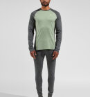 Odlo - Men's Performance Merinould 150g/m2 Skiundertrøje - Herre - Mette Green/Dark Grey Melange