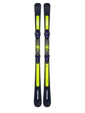 Head - Shape e-V8 SW ski m. PRW 11 bindinger - Dark Blue/Yellow - 2023/24