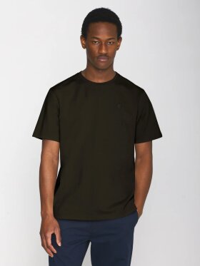 KnowledgeCotton Apparel - Men's Loke Badge T-shirt - Herre - Green Melange