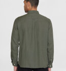 KnowledgeCotton Apparel - Men's Regular Hør Shirt - Herre - Burned Olive