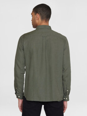 KnowledgeCotton Apparel - Men's Regular Hør Shirt - Herre - Burned Olive