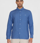 KnowledgeCotton Apparel - Men's Regular Hør Shirt - Herre - Moonlight Blue