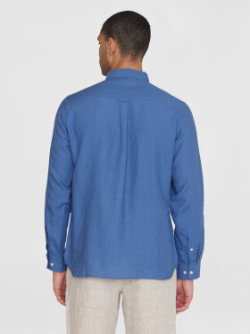 KnowledgeCotton Apparel - Men's Regular Hør Shirt - Herre - Moonlight Blue