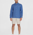 KnowledgeCotton Apparel - Men's Regular Hør Shirt - Herre - Moonlight Blue