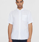 KnowledgeCotton Apparel - Men's Regular Hør Short Sleeve Shirt - Herre - Bright White