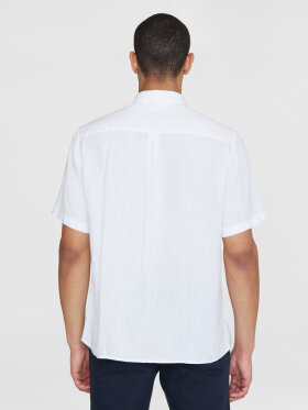 KnowledgeCotton Apparel - Men's Regular Hør Short Sleeve Shirt - Herre - Bright White