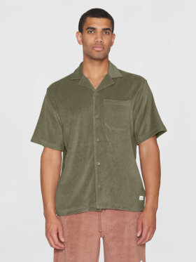 KnowledgeCotton Apparel - Men's Terry Short Sleeve Shirt - Herre - Burned Olive