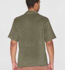 KnowledgeCotton Apparel - Men's Terry Short Sleeve Shirt - Herre - Burned Olive