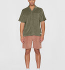 KnowledgeCotton Apparel - Men's Terry Short Sleeve Shirt - Herre - Burned Olive