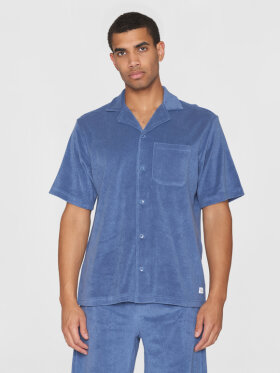 KnowledgeCotton Apparel - Men's Terry Short Sleeve Shirt - Herre - Moonlight Blue
