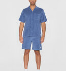 KnowledgeCotton Apparel - Men's Terry Short Sleeve Shirt - Herre - Moonlight Blue