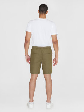 KnowledgeCotton Apparel - Men's Fig Loose Poplin Shorts - Herre - Burned Olive