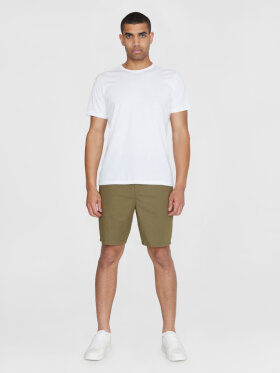 KnowledgeCotton Apparel - Men's Fig Loose Poplin Shorts - Herre - Burned Olive