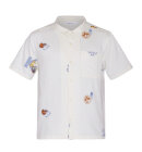 KnowledgeCotton Apparel - Men's Box Fit Short Sleeve Shirt with Embroidery - Herre - Egret