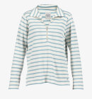 Blue Sportswear - Barbara Striped Halfzip Polo Bluse - Dame - Ecru/Sea