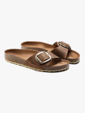 Birkenstock - Women's Madrid Big Buckle Læder Sandaler (smal model) - Dame - Cognac