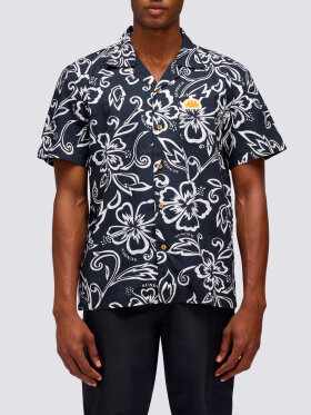 Sundek - Men's Allov Hibiscus SS Shirt - Herre - Vintage Black