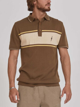 Lightning Bolt - Men's Striped Polo T-shirt - Herre - Brown