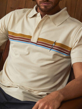 Lightning Bolt - Men's Striped Polo T-shirt - Herre - Fog (Beige)