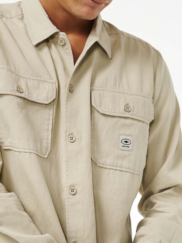 Rip Curl - Men's Quality Surf Products L/S Skjorte - Herre - Vintage White