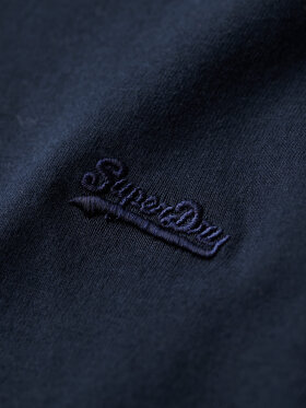 Superdry - Men's Vintage Logo Embroidered Henley LS Tee - Herre - Eclipse Navy
