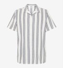 KnowledgeCotton Apparel - Men's Box Short Sleeve Striped Cotton Shirt - Blue Stripe