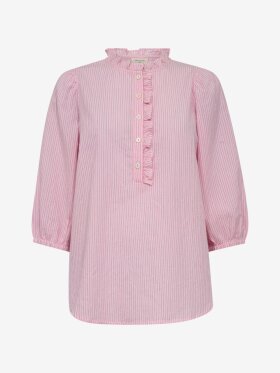 Freequent - Rolly - Stribet Bluse til damer - Fuchsia Pink/White