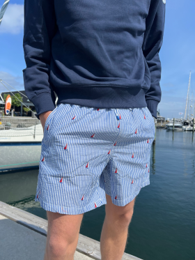 North Sails - Striped seersucker swim shorts - Mænd - Navy/Boat