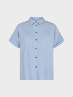 Freequent - Lava - skjorte m/korte ærmer til damer - Chambray Blue