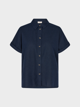 Freequent - Lava - skjorte m/korte ærmer til damer - Navy Blazer