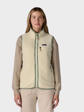 Patagonia - Women's Retro Pile Fleece Vest - Dame - Natural w/Ellwood Green