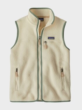 Patagonia - Women's Retro Pile Fleece Vest - Dame - Natural w/Ellwood Green