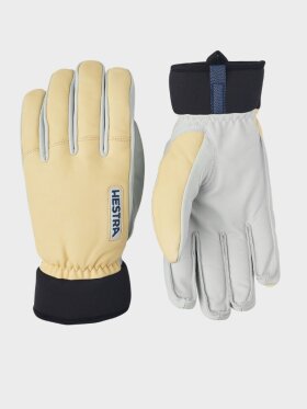 Hestra - Army Leather Wool Terry 5-finger - Herre - Natural Yellow