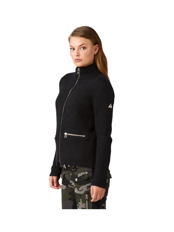SOS CAT ZIP KNIT SWEATER TILKVINDER | BLACK