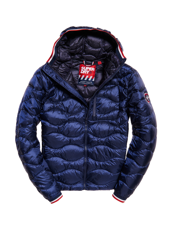 SUPERDRY WAVE QUILT HOODED JACKET | NAVY