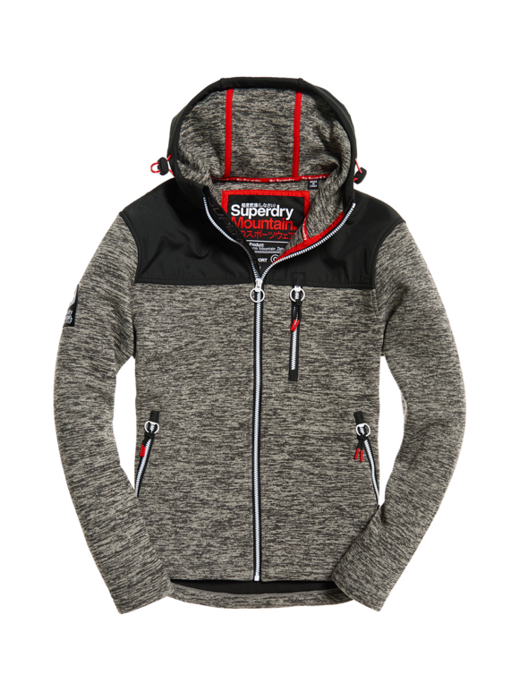 SUPERDRY STORM MOUNTAIN ZIPHOOD | CHARCOAL MARL/ANTRACITE BLACK