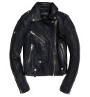 Superdry - SUPERDRY RYLEE LEATHER BIKER JACKET TIL DAMER | BLACK